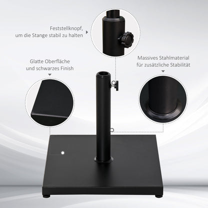 Umbrella Stand, Umbrella Holder, Umbrella Base, for Ø35 mm, Ø38 mm, Ø48 mm, Metal, Black, 45 x 45 x 39 cm