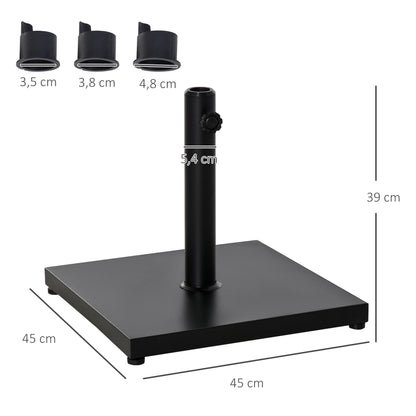 Umbrella Stand, Umbrella Holder, Umbrella Base, for Ø35 mm, Ø38 mm, Ø48 mm, Metal, Black, 45 x 45 x 39 cm