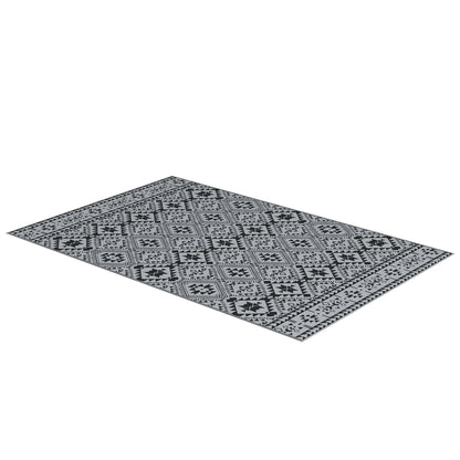 Outdoor Carpet, Plastic Rug Waterproof Reversible Rug, Garden Rug for Camping, Patio, Black+Gray, 182 x 274 cm