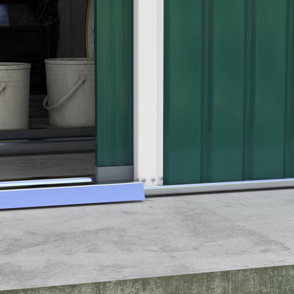 Tool Shed 12.4 m², Garden Shed with Gable Roof, Sliding Door, Foundation, 386 x 340 x 200 cm, Tool Shed Made of Galvanized Steel, Weatherproof, for Garden, Dark Green