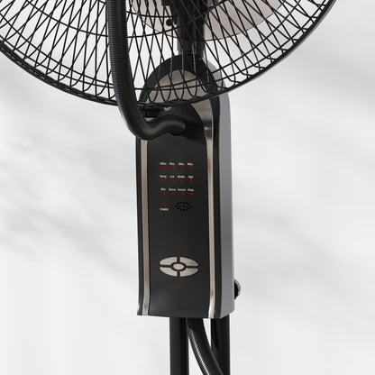 Mist Fan Mist Pedestal Fan with Water Oscillating 75 W Timer Tank 3.2L Remote Control 3 Speeds 3 Blades and LED Screen Ø44.5 cm Black