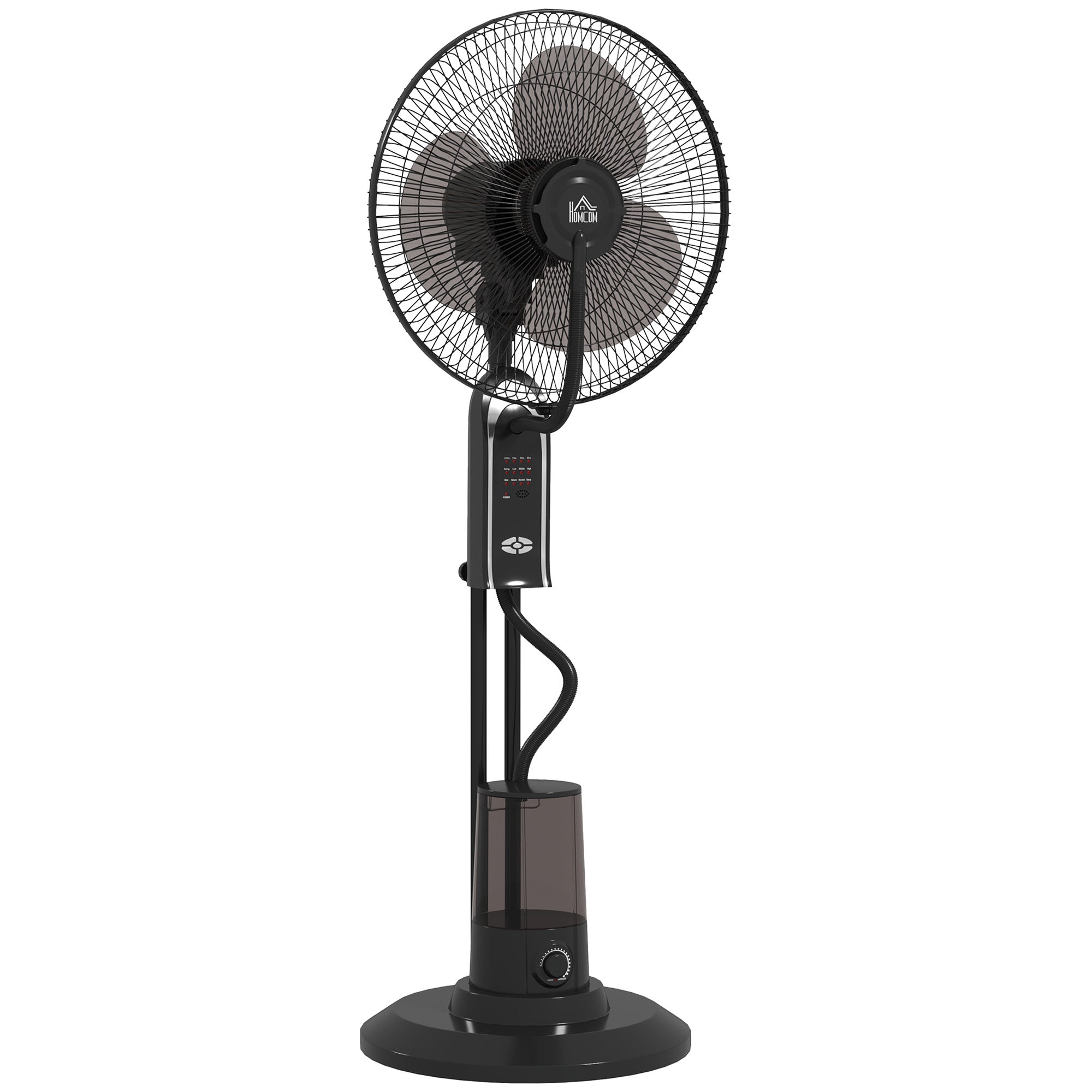Mist Fan Mist Pedestal Fan with Water Oscillating 75 W Timer Tank 3.2L Remote Control 3 Speeds 3 Blades and LED Screen Ø44.5 cm Black