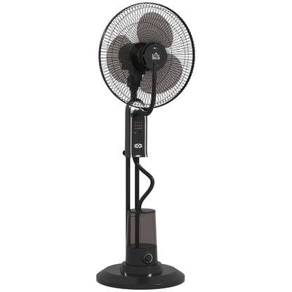 Mist Fan Mist Pedestal Fan with Water Oscillating 75 W Timer Tank 3.2L Remote Control 3 Speeds 3 Blades and LED Screen Ø44.5 cm Black