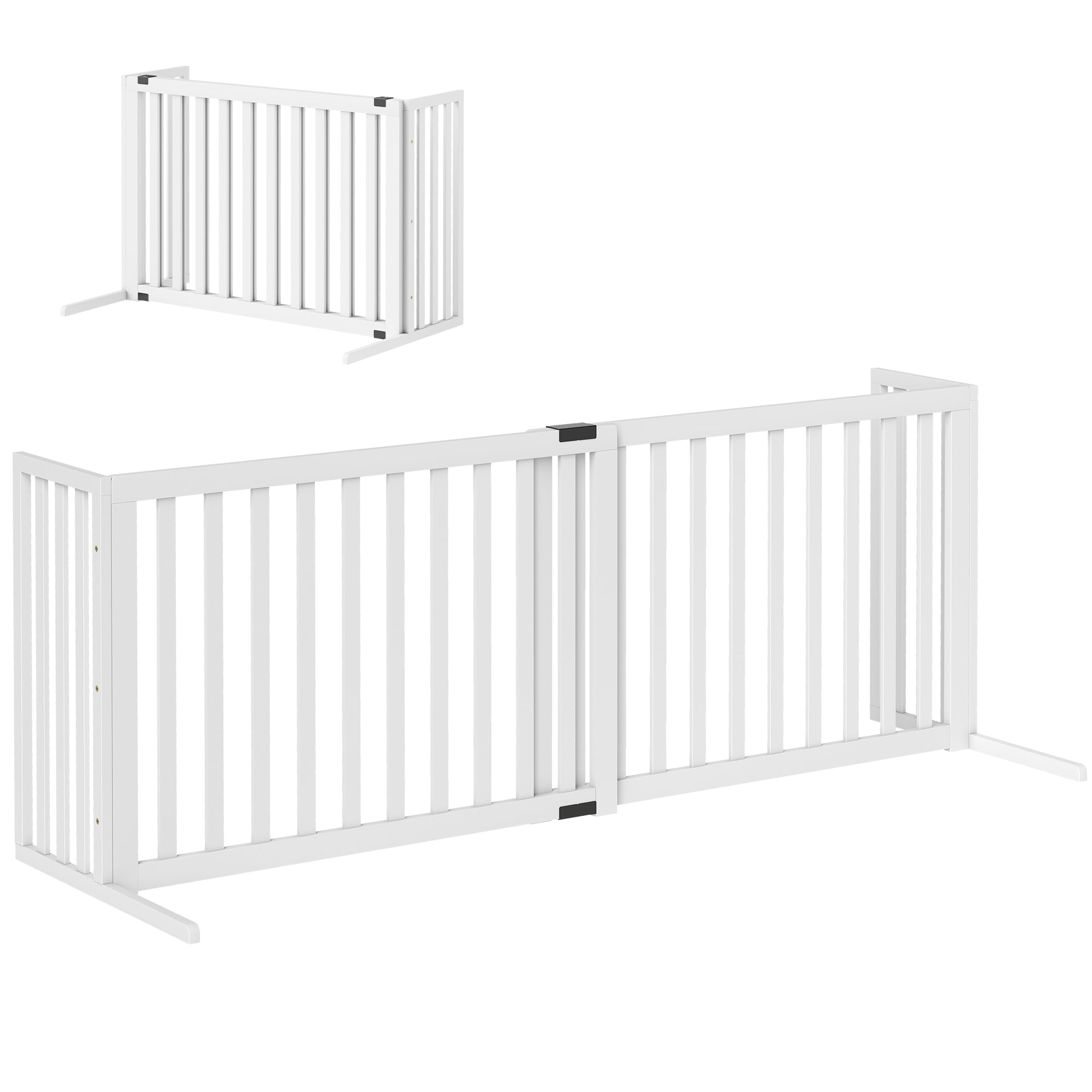 Foldable Expandable Safety Dog Gate 40–72 in, 27.6 in High, White — Fits Small & Medium Dogs