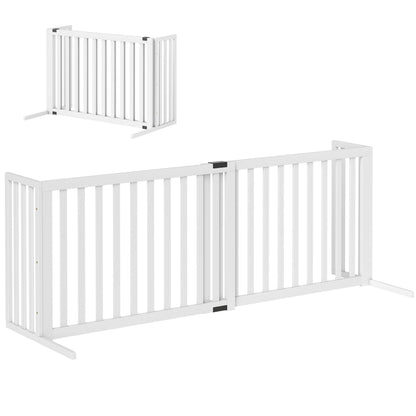 Foldable Expandable Safety Dog Gate 40–72 in, 27.6 in High, White — Fits Small & Medium Dogs