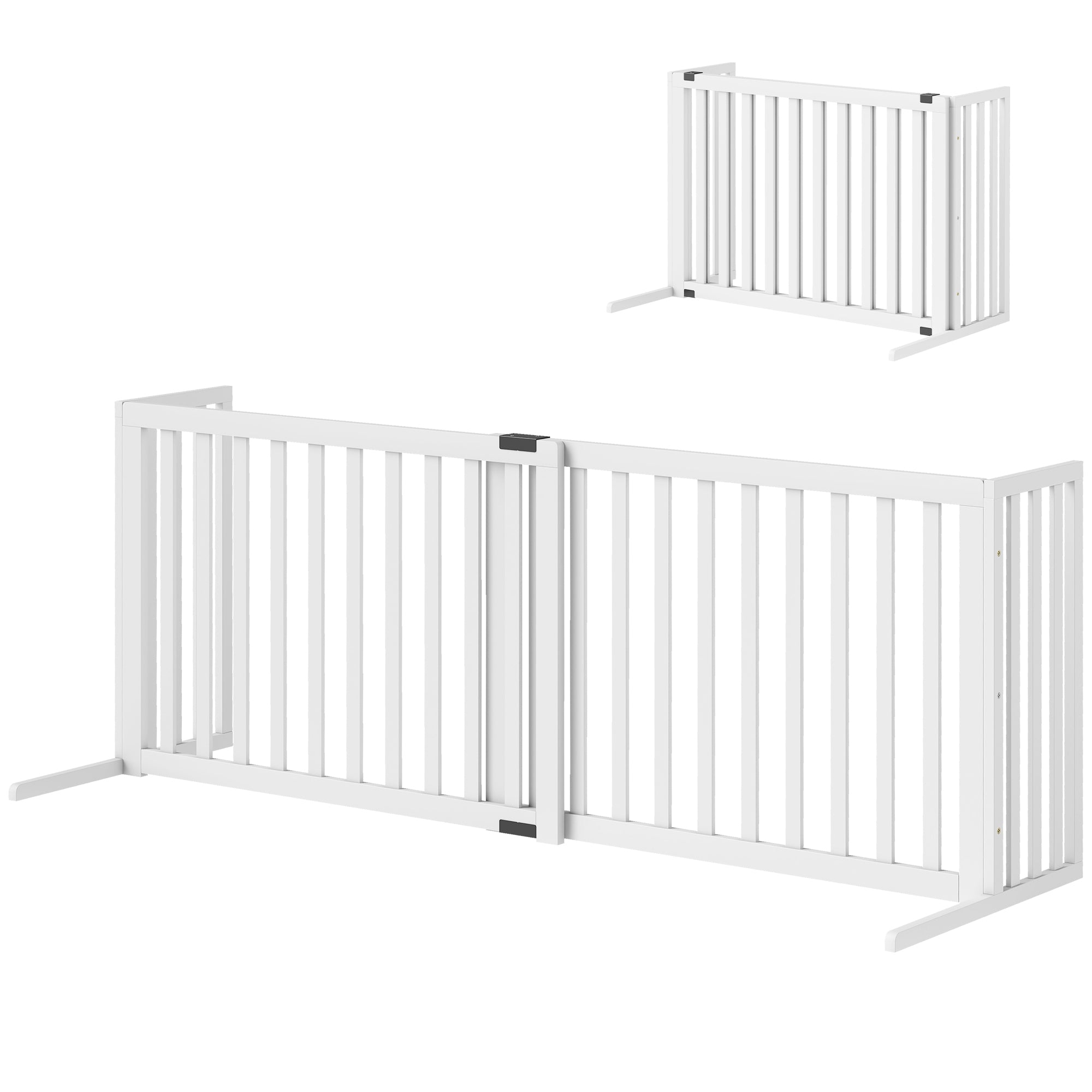 Foldable Expandable Safety Dog Gate 40–72 in, 27.6 in High, White — Fits Small & Medium Dogs