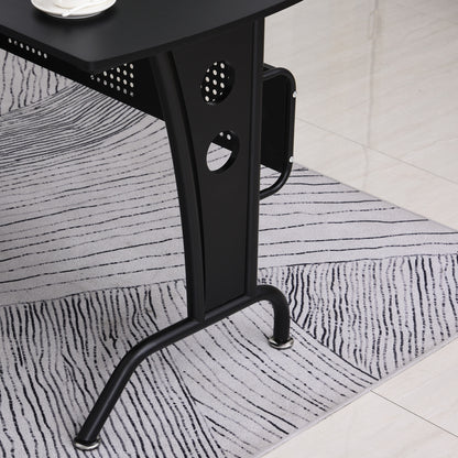 Gaming Desk for Home or Office, L-Shaped Space-Saving Desk with Retractable Keyboard Tray, 165x145x86.5cm, Black