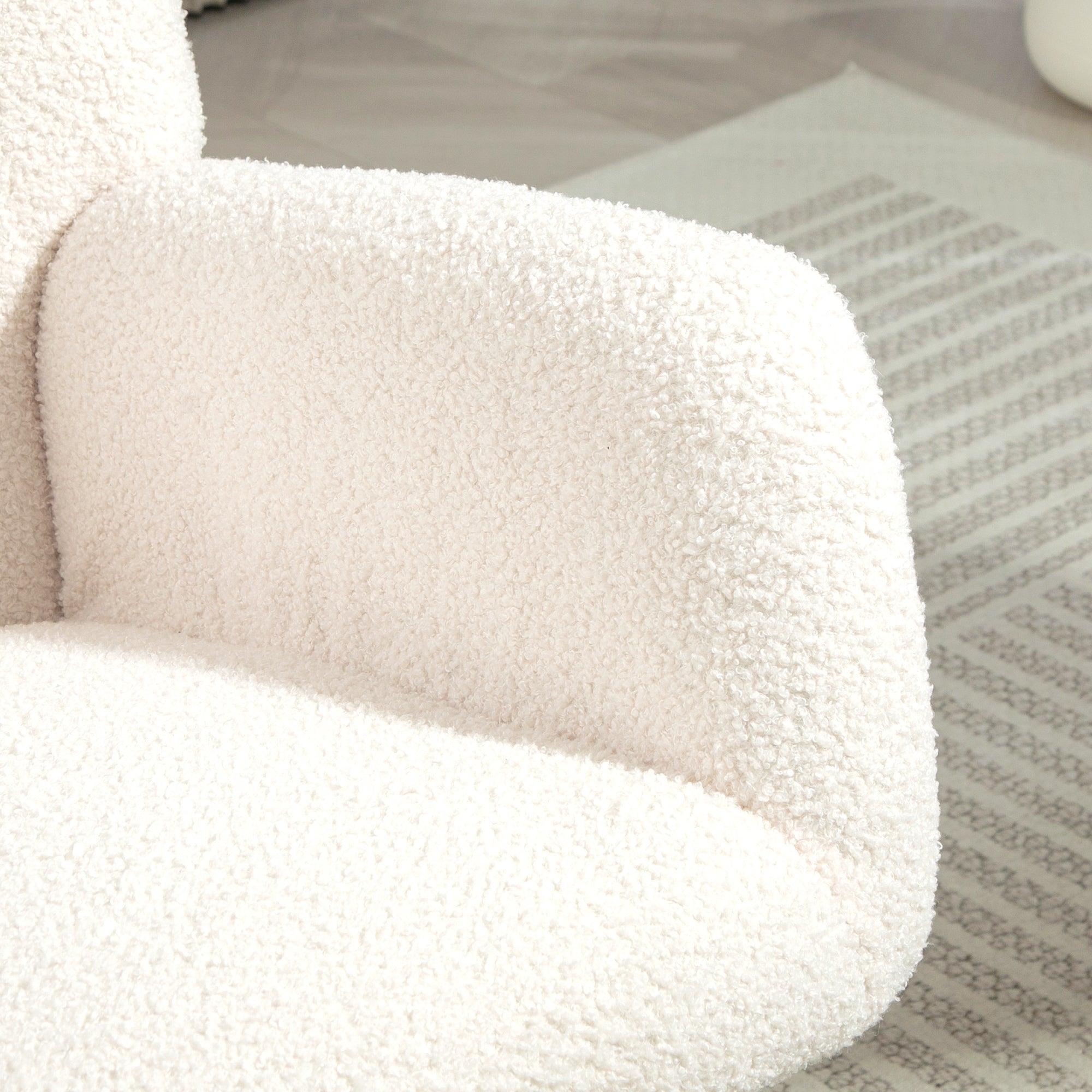 Rocking Chair, Rocking Armchair with Armrest, Teddy Velvet Look, Relax Armchair with Wooden Rockers, Rocking Nursing Chair for Bedroom, Living Room, Cream