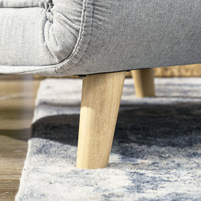 Single Sofa Bed Foldable Armchair Upholstered in Synthetic Linen with Adjustable Backrest in 6 Positions and Pillow Sofa Bed for Living Room 72x78x79 cm Light Gray