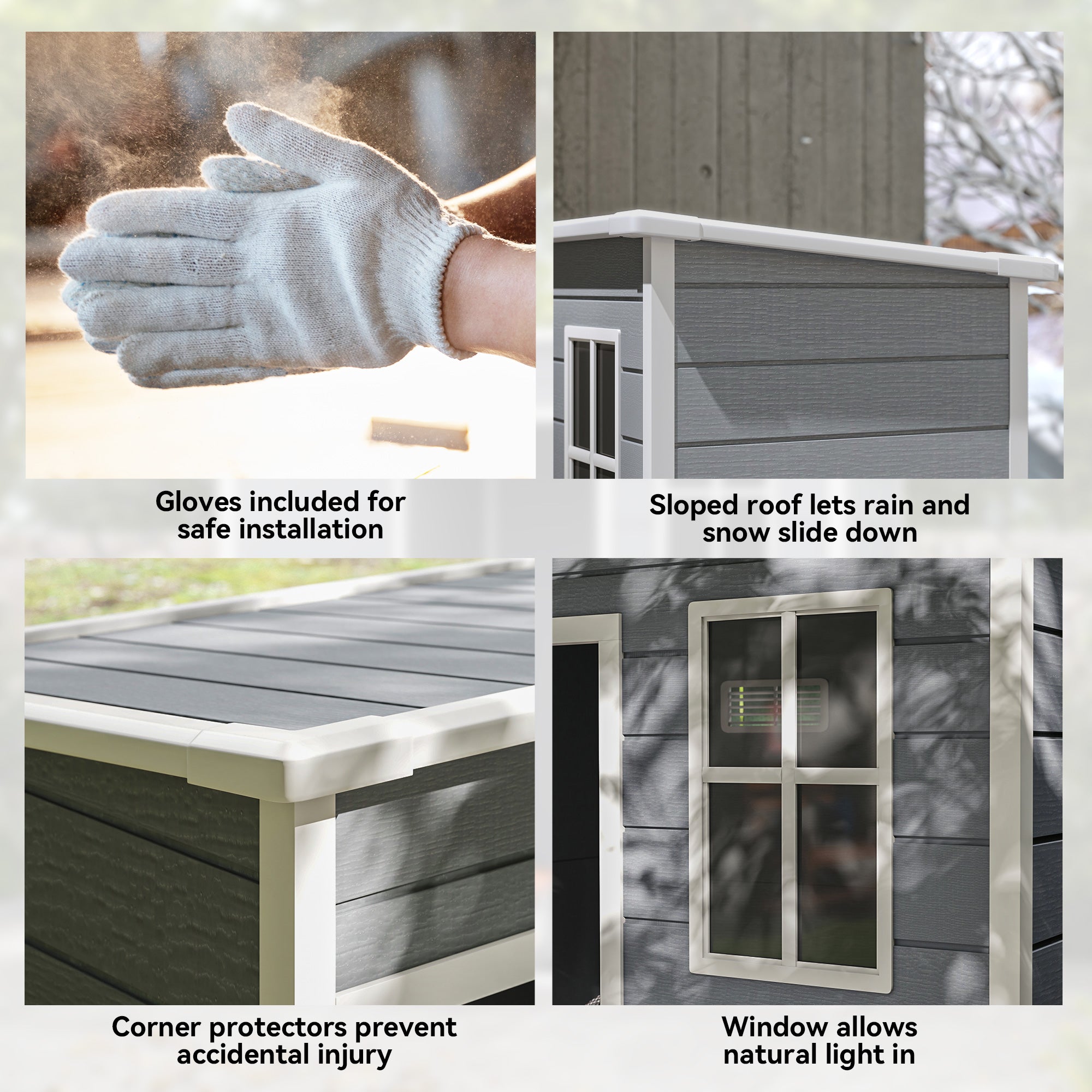 Garden Shed 1.14 m² Tool Shed - lockable door, ventilation, and window - dim. 151L x 92W x 193H cm - plastic, gray