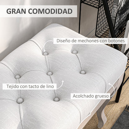 Bed End Bench Bedroom Bench with Wooden Legs and Padded Seat Load 120 kg Entryway Bench 110x37x49 cm Cream