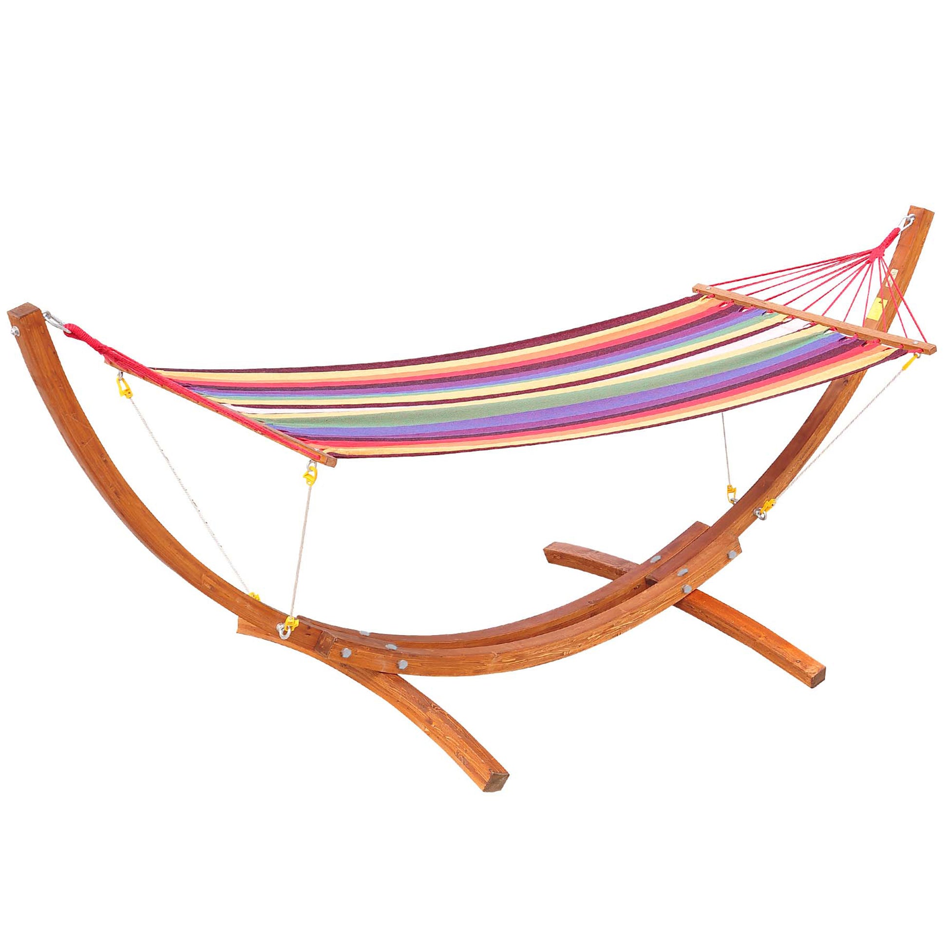 Hammock Lounger 320x118x120cm Beach Camping Wood Frame Max Load 120kg Red