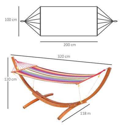 Hammock Lounger 320x118x120cm Beach Camping Wood Frame Max Load 120kg Red