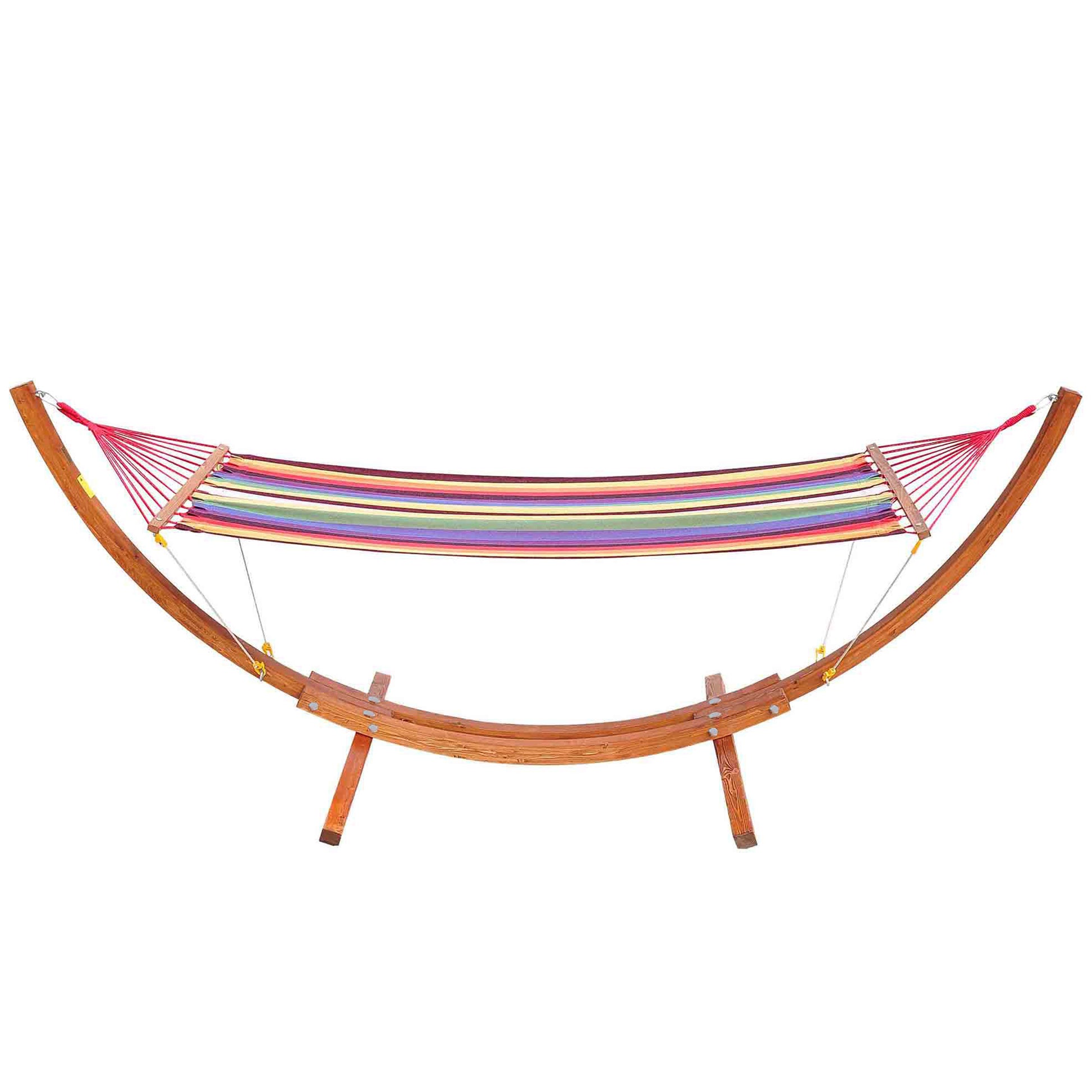 Hammock Lounger 320x118x120cm Beach Camping Wood Frame Max Load 120kg Red