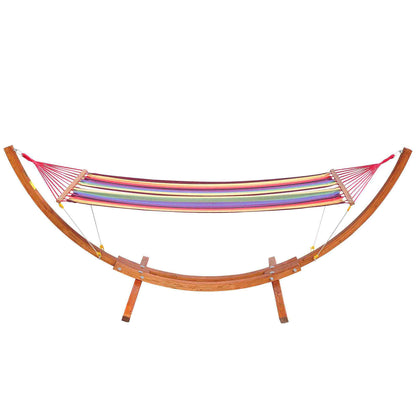 Hammock Lounger 320x118x120cm Beach Camping Wood Frame Max Load 120kg Red