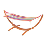 Hammock Lounger 320x118x120cm Beach Camping Wood Frame Max Load 120kg Red