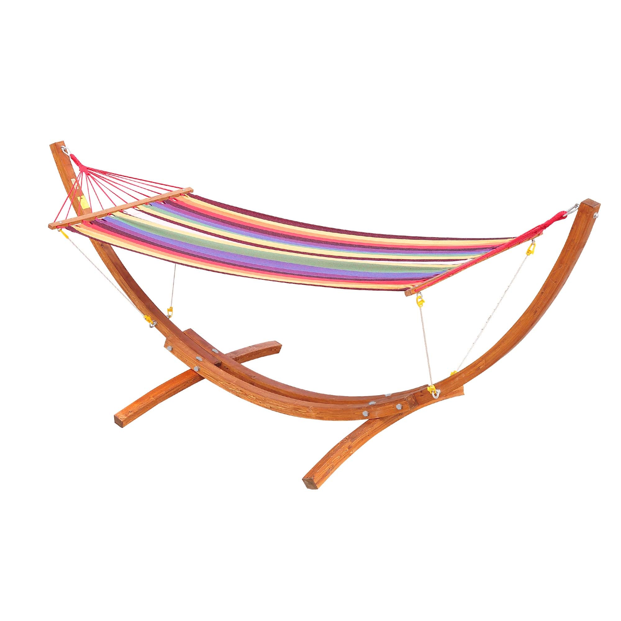 Hammock Lounger 320x118x120cm Beach Camping Wood Frame Max Load 120kg Red