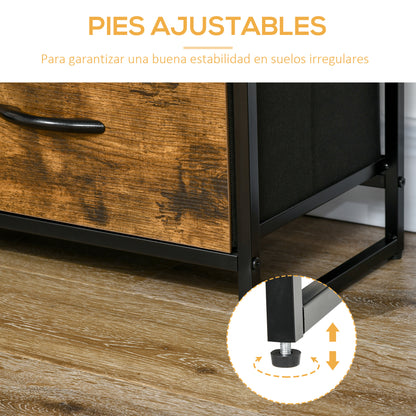 Fabric Drawer Organizer Dresser with Foldable Drawers Open Shelves and Steel Frame Industrial Style for Living Room Entryway Bedroom 84x30x71.5 cm Rustic Brown