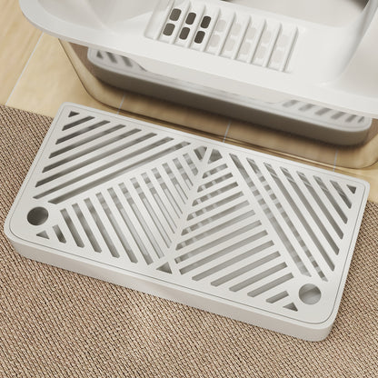 Stainless Steel Cat Litter Box Open Cat Litter Box without Lid XXL Cat Litter Box with Shovel High Rim Mat Storage Box Cat Litter Box for Medium-sized Cats 60 x 40 x 30 cm Light Gray