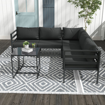 7-Piece Garden Furniture Set Patio Furniture Set Includes 5 Outdoor Sofa Modules with Cushions and 2 Center Tables for Gray Patio