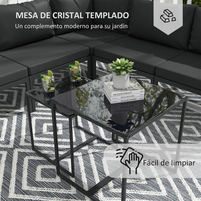 7-Piece Garden Furniture Set Patio Furniture Set Includes 5 Outdoor Sofa Modules with Cushions and 2 Center Tables for Gray Patio