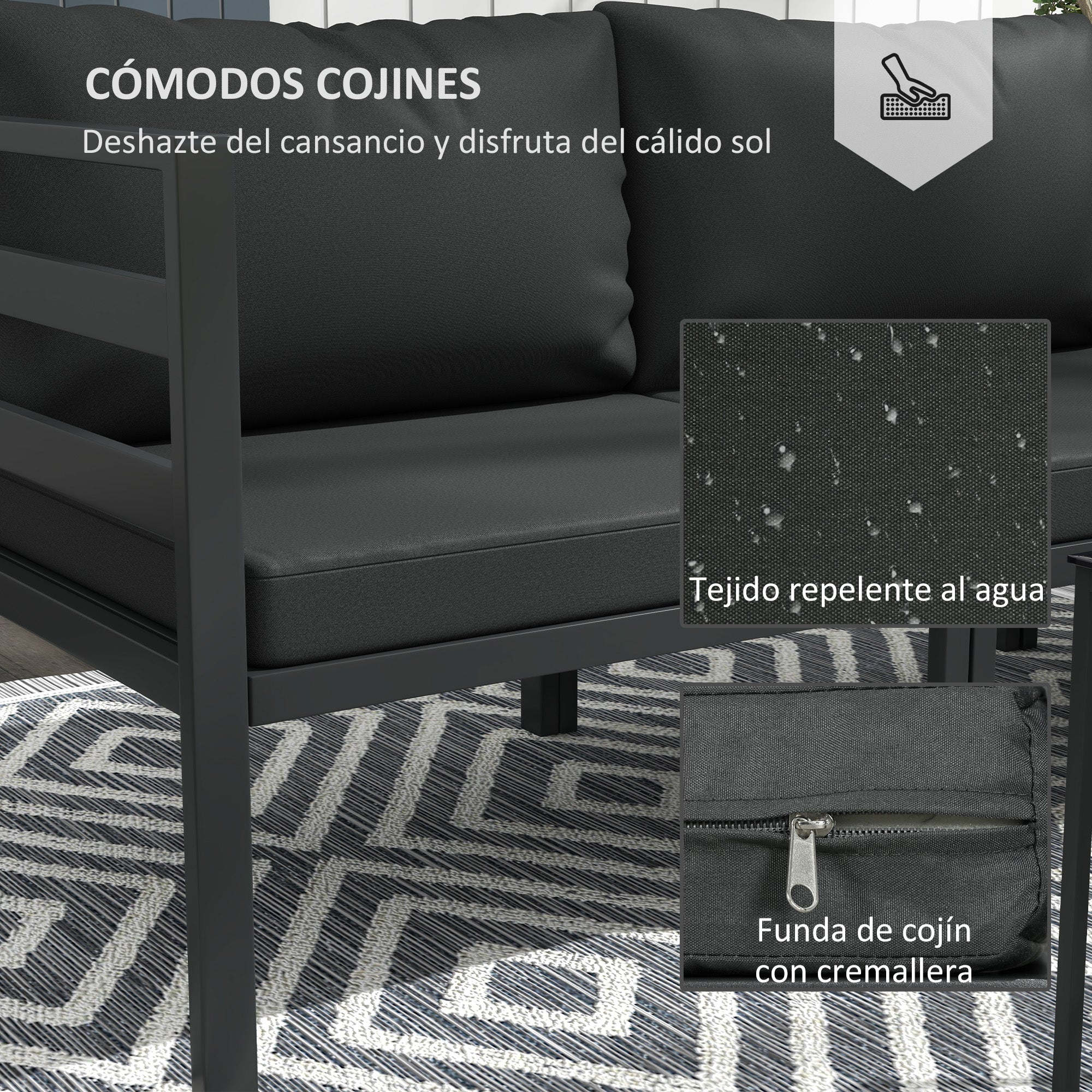 7-Piece Garden Furniture Set Patio Furniture Set Includes 5 Outdoor Sofa Modules with Cushions and 2 Center Tables for Gray Patio