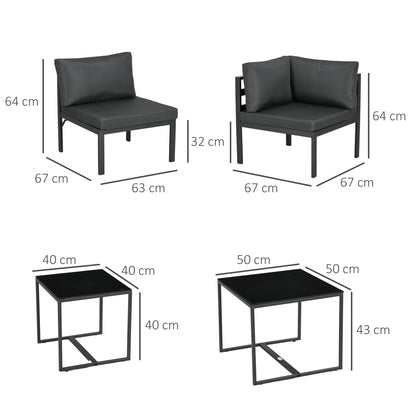 7-Piece Garden Furniture Set Patio Furniture Set Includes 5 Outdoor Sofa Modules with Cushions and 2 Center Tables for Gray Patio