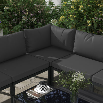 7-Piece Garden Furniture Set Patio Furniture Set Includes 5 Outdoor Sofa Modules with Cushions and 2 Center Tables for Gray Patio