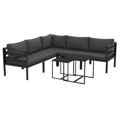 7-Piece Garden Furniture Set Patio Furniture Set Includes 5 Outdoor Sofa Modules with Cushions and 2 Center Tables for Gray Patio