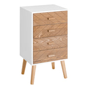 Chest of Drawers with 4 Drawers Bedroom Chest of Drawers Bedside Table with Raised Legs for Living Room 40x30x75 cm White and Natural