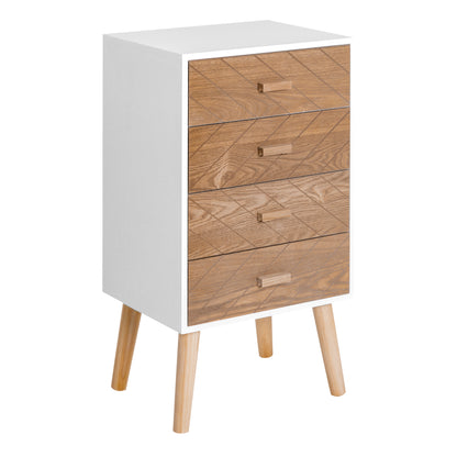 Chest of Drawers with 4 Drawers Bedroom Chest of Drawers Bedside Table with Raised Legs for Living Room 40x30x75 cm White and Natural