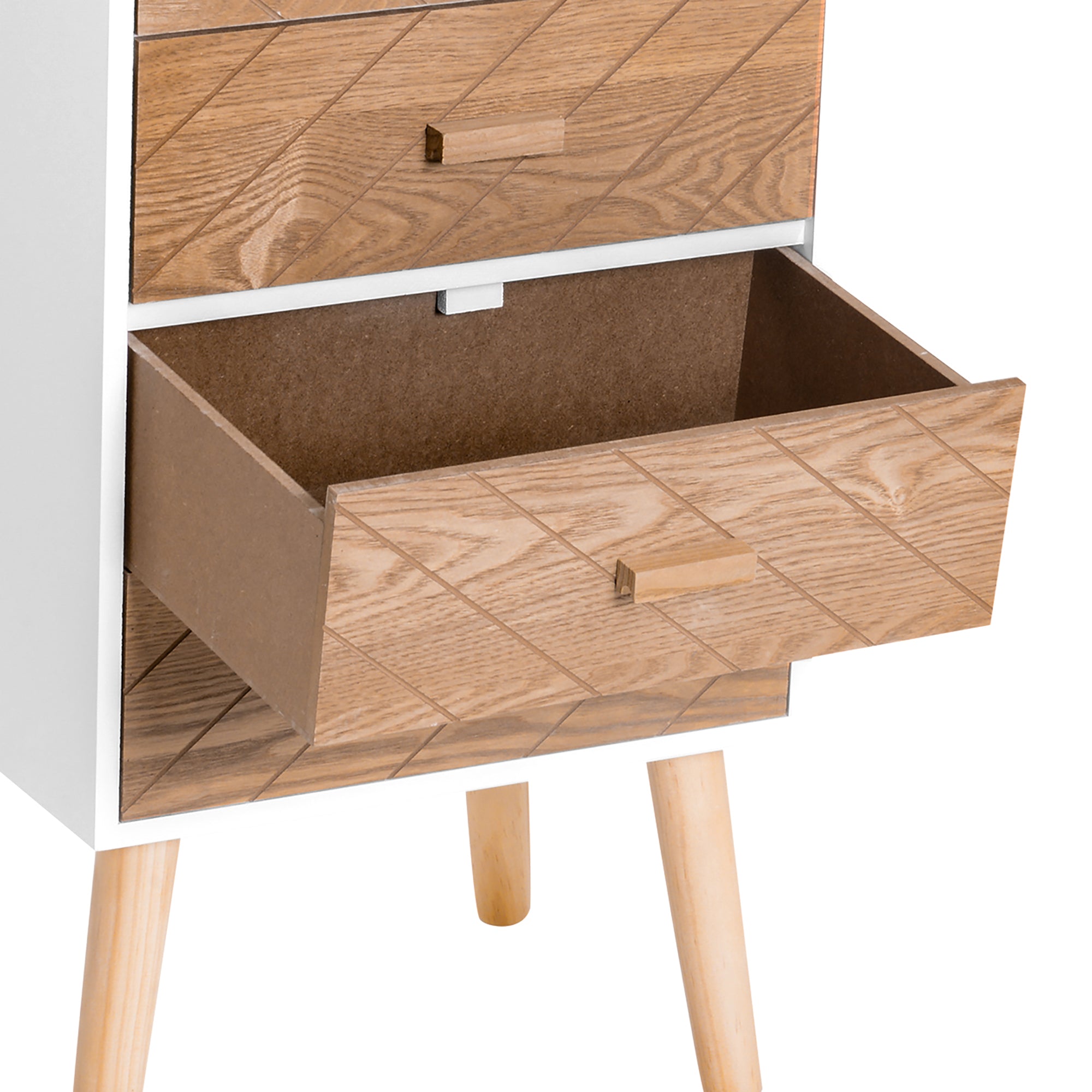 Chest of Drawers with 4 Drawers Bedroom Chest of Drawers Bedside Table with Raised Legs for Living Room 40x30x75 cm White and Natural