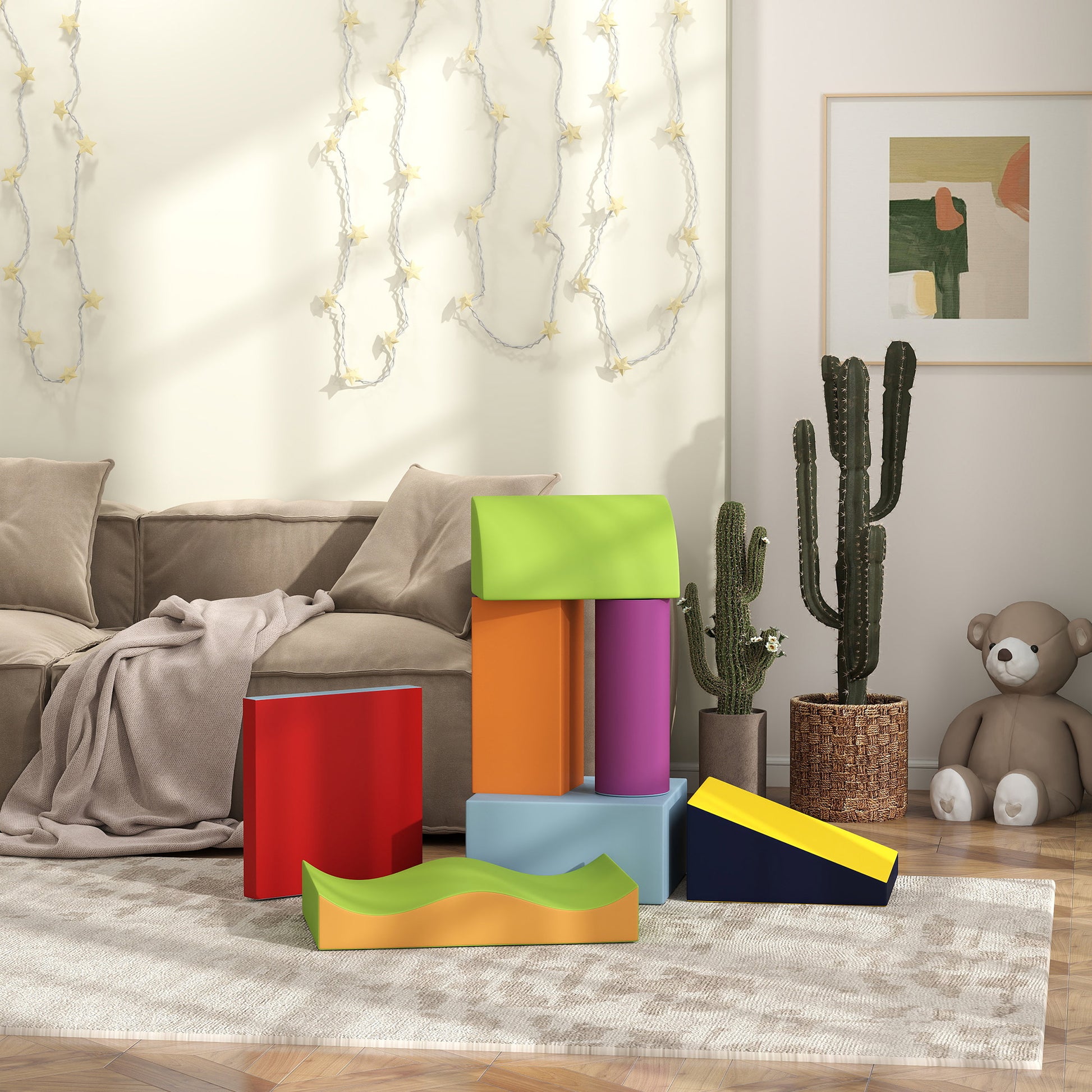 7 Piece Foam Building Blocks Children's Soft Building Blocks Play & Climb Building Blocks Soft Giant Building Blocks Building Blocks Set for Babies & Toddlers Castle Set Multicolored