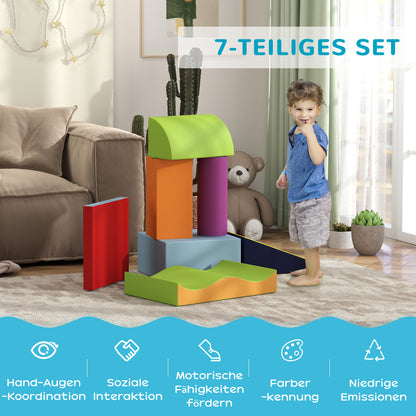 7 Piece Foam Building Blocks Children's Soft Building Blocks Play & Climb Building Blocks Soft Giant Building Blocks Building Blocks Set for Babies & Toddlers Castle Set Multicolored
