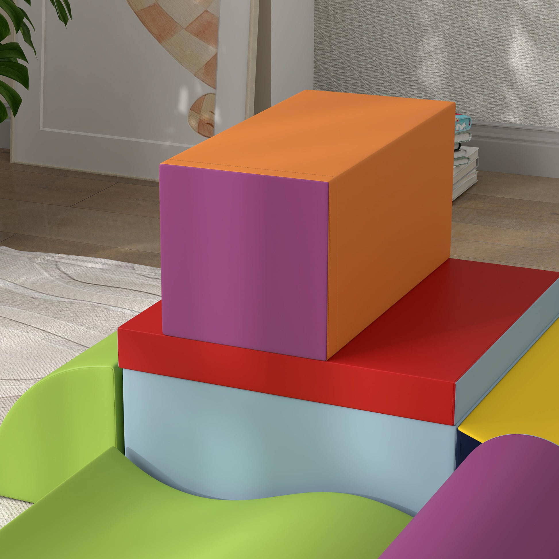 7 Piece Foam Building Blocks Children's Soft Building Blocks Play & Climb Building Blocks Soft Giant Building Blocks Building Blocks Set for Babies & Toddlers Castle Set Multicolored