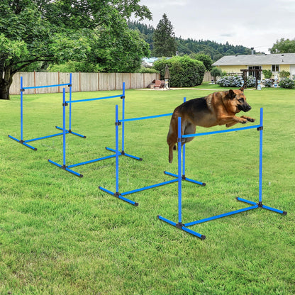Agility Set Dogs 4-Piece Agility Equipment for Dog Training Pole Set with 4 Adjustable Height Hurdles Carrying Bag Coordination Training Agility Set for Games Training