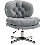 Office Chair without Armrests, Desk Chair with Wide Seat, Ergonomically Adjustable Swivel Chair with Linen Look, Tailored Seat Chair for Home Office, Gray