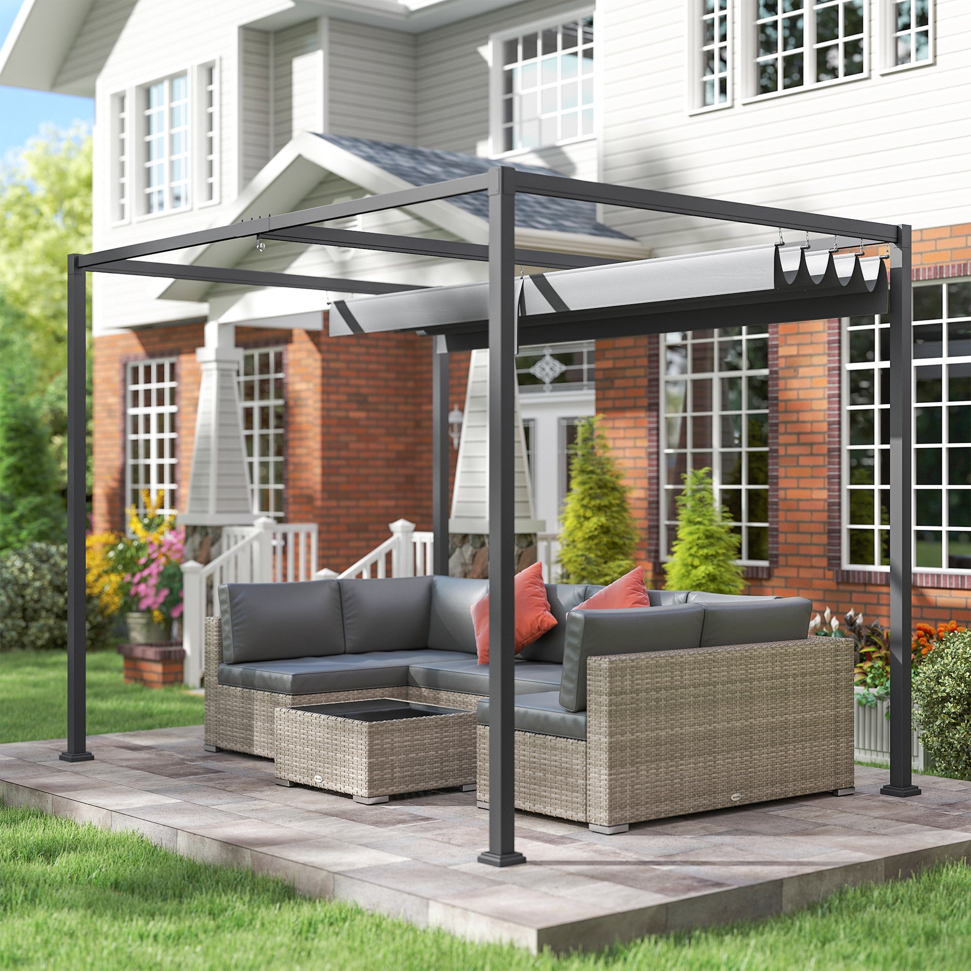 Pergola approx. 3x2m Garden Pavilion Terrace Covering Metal Freestanding Garden Pavilion with Adjustable Roof, UV Protection, Sun Protection for Terrace and Garden, Grey