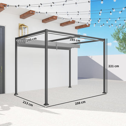 Pergola approx. 3x2m Garden Pavilion Terrace Covering Metal Freestanding Garden Pavilion with Adjustable Roof, UV Protection, Sun Protection for Terrace and Garden, Grey