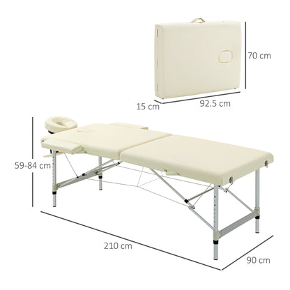 Professional Folding Massage Bed, Massage Bed with Adjustable Height and Carrying Bag for Beauticians and Therapists, White