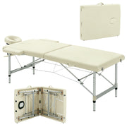 Professional Folding Massage Bed, Massage Bed with Adjustable Height and Carrying Bag for Beauticians and Therapists, White