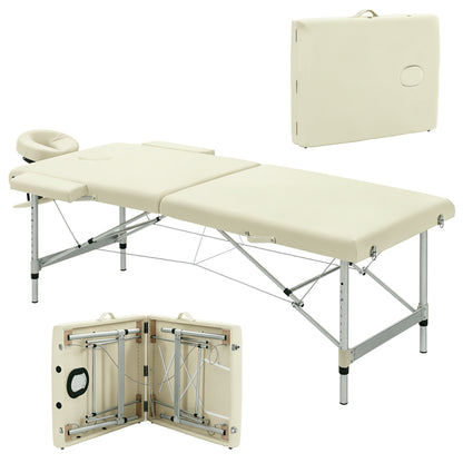 Professional Folding Massage Bed, Massage Bed with Adjustable Height and Carrying Bag for Beauticians and Therapists, White