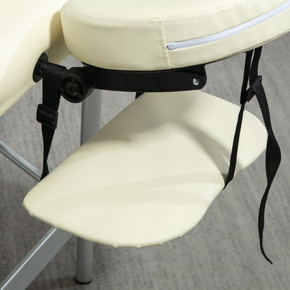 Professional Folding Massage Bed, Massage Bed with Adjustable Height and Carrying Bag for Beauticians and Therapists, White