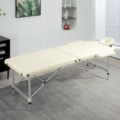 Professional Folding Massage Bed, Massage Bed with Adjustable Height and Carrying Bag for Beauticians and Therapists, White