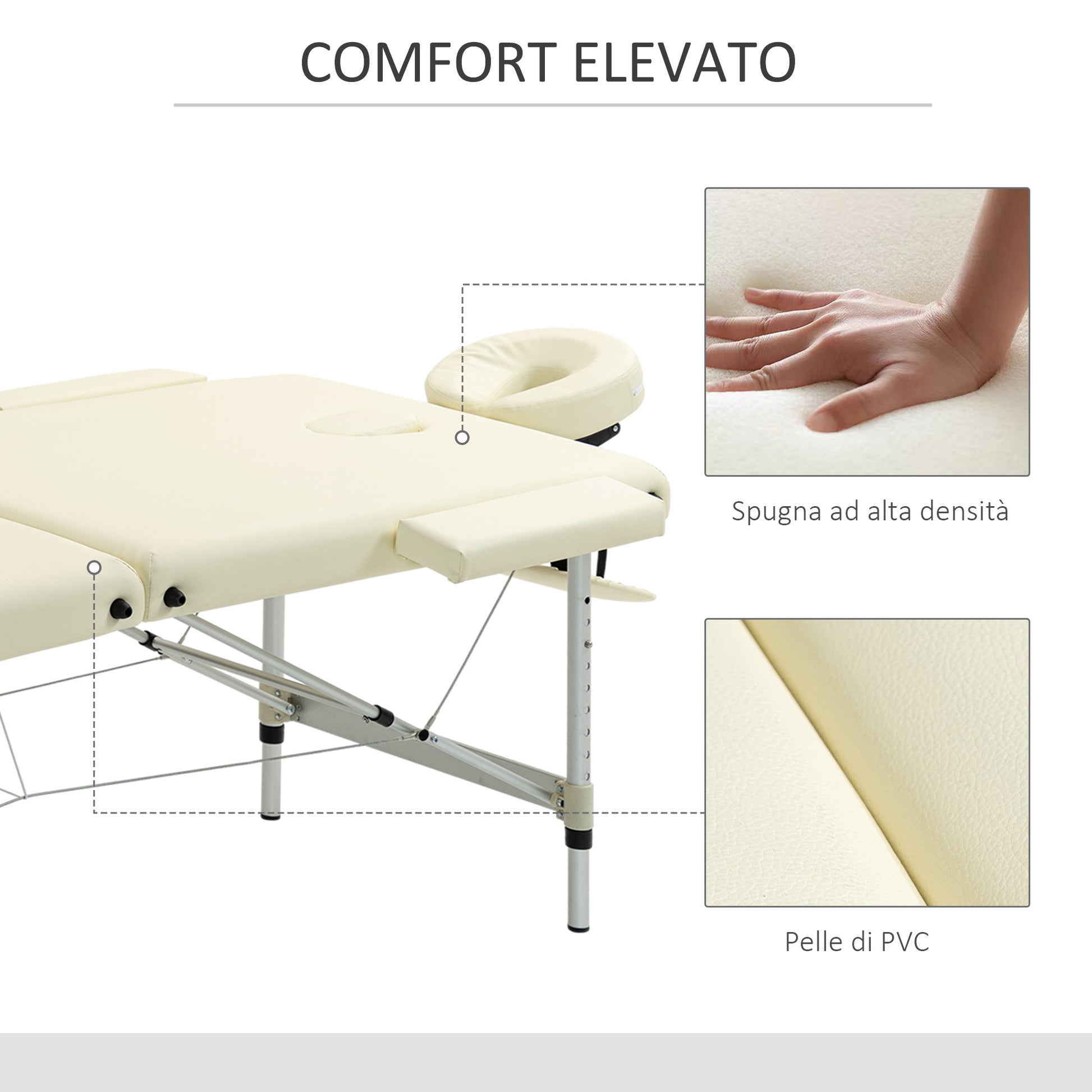 Professional Folding Massage Bed, Massage Bed with Adjustable Height and Carrying Bag for Beauticians and Therapists, White