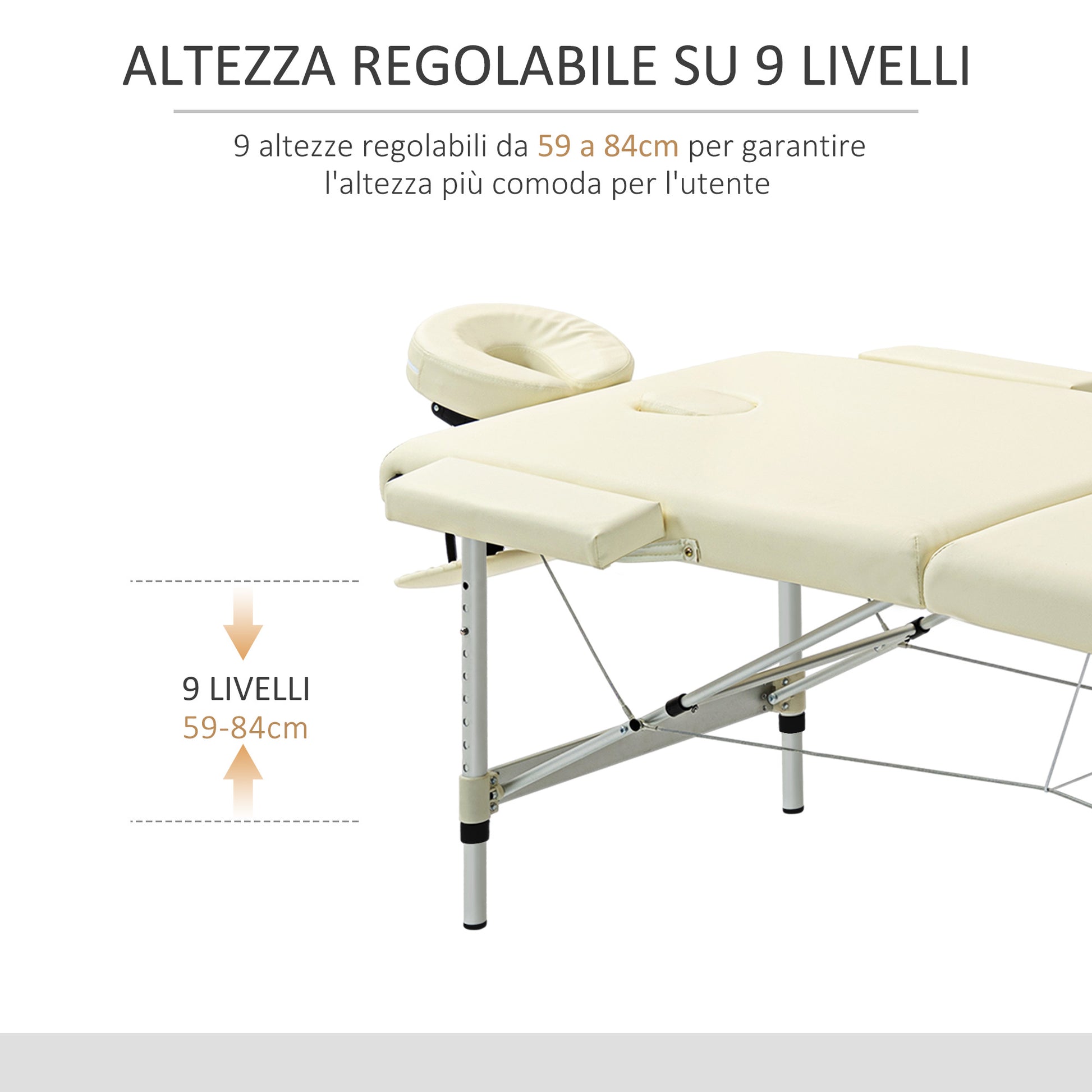 Professional Folding Massage Bed, Massage Bed with Adjustable Height and Carrying Bag for Beauticians and Therapists, White