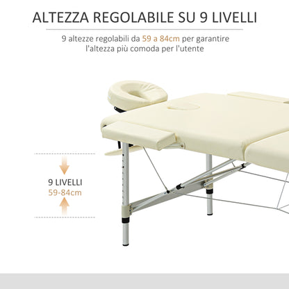 Professional Folding Massage Bed, Massage Bed with Adjustable Height and Carrying Bag for Beauticians and Therapists, White
