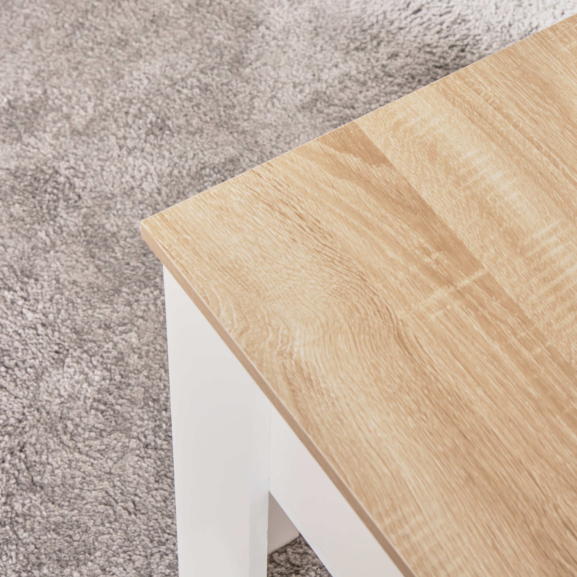 Lift-Top Coffee Table with Lift-Up Tabletop Hidden Storage Space 100x50x45-58.5 cm White and Natural
