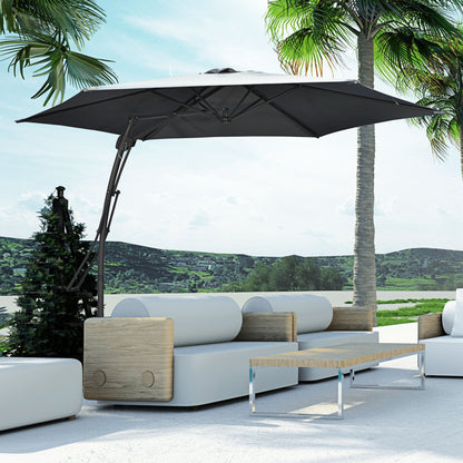 Offset Cantilever Umbrella Ø 293 cm (9.6 ft) – Side Lever, Cross Base Included, Water-Resistant, Wind Vent, UV Protection, Dark Grey