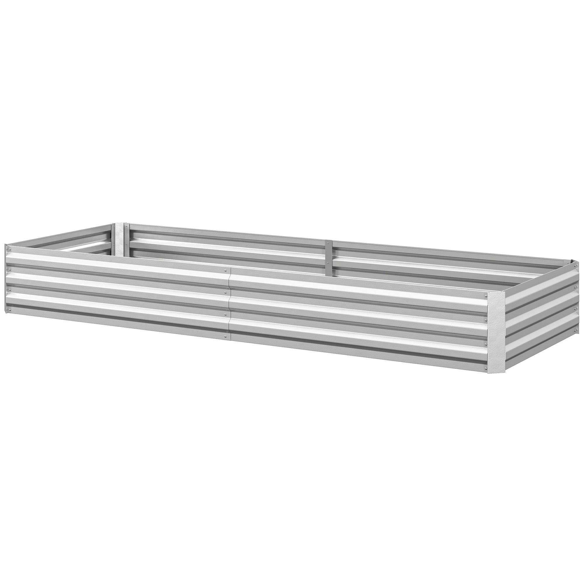 Outdoor Raised Garden Bed, Galvanized Steel Planter for Flowers and Vegetables, for Garden and Balcony, 241x90.5x30 cm, Silver